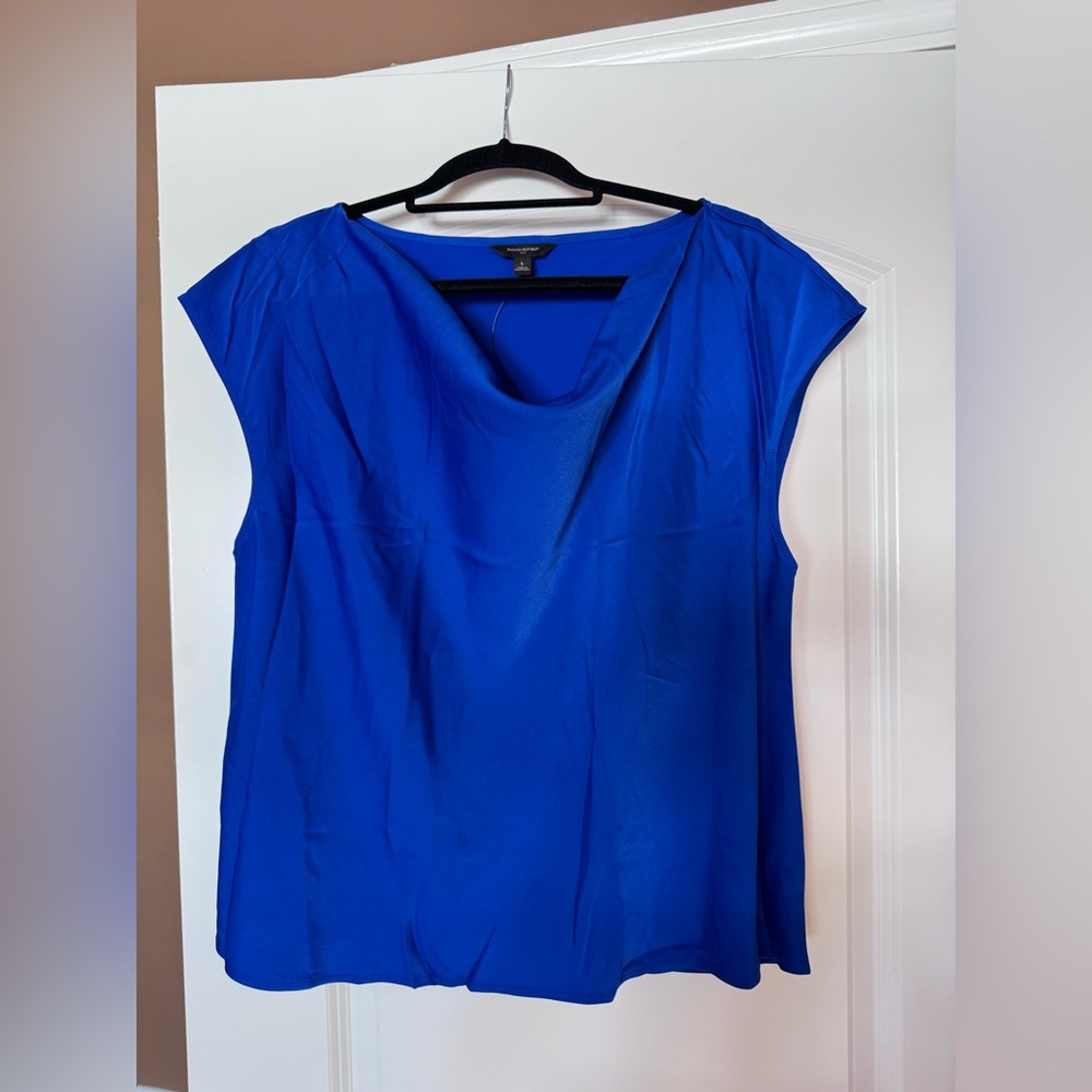 Banana Republic Cowl Neck Cap Sleeve Royal Blue Women's Blouse, NWT